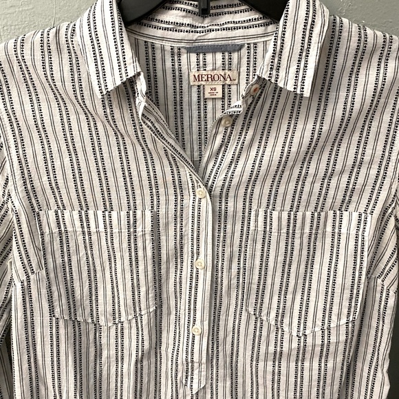 Pullover Quarter Button-Up Blouse - Picture 3 of 3